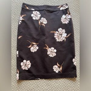Ann Taylor Factory Brown Floral Pencil Skirt Size 10